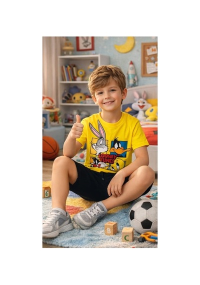 Kidsmadamiko Erkek Çocuk %95 Pamuklu Pamuk-elastan Takım - 1. Sari