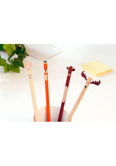 Kikkerland Wooden Ahşap Orman Kalem Seti Çok Renkli