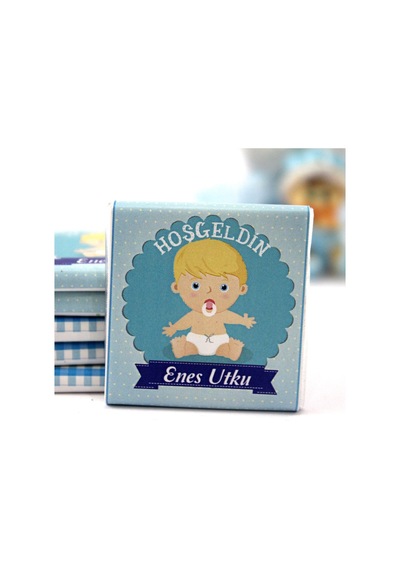Dark Brown Hoşgeldin Bebek Çikolatası İsim Yazılabilen Hediye Çikolata EBK10 48 Adet