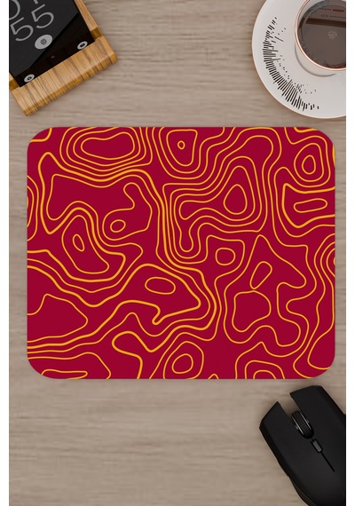 Sarı Kırmızı 22x18 Taraftar Gaming Oyuncu Mouse Pad Kaymaz Taban Küçük Fare Altlığı Topography