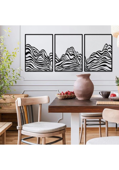 Modern Minimalist Çizgi Metal Dağ Duvar Sanatı Dekoru, Soyut Dağ Silsilesi Ev Dekoru, Dağ Rustik Metal Asma Tabela Diğer