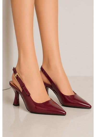 Celira Bluefeet Bordo Sivri Burun Rugan 8 Cm Kadın Topuklu Ayakkabı