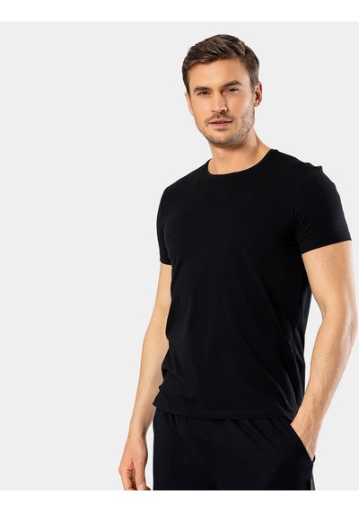 Cacharel Erkek Bisiklet Yaka Likralı T-shirt 1331/siyah 001