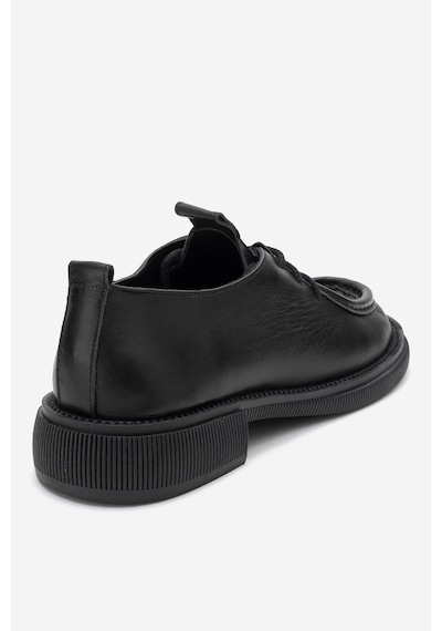 Luvishoes Luvi Shoes Band Siyah Cilt Hakiki Deri Bağcıklı Kadın Loafer Ayakkabı Siyah