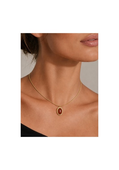 Aura Collection Sienna Gold Oval Doğal Taşlı Çelik Kolye Altın Altın