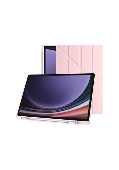 Klasse Samsung Galaxy Tab S10 Fe / S9 Fe 10.9 İnç Uyumlu Smart Kılıf, S Pen Kalemlikli, Trifold, Esnek, Mat, Darbeye Tam Dayanıklı Tablet Kılıfı Pembe