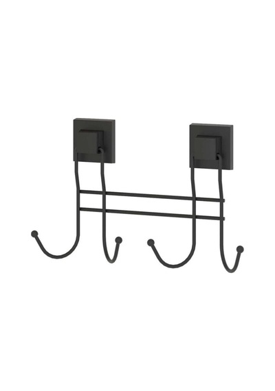 Tekno Tel Ef-252 Siyah 4'lü Askı Bornozluk Yapışkanlı/vidalı Deliksiz Metal Banyo Havluluğu Siyah