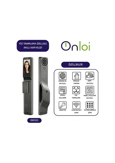 Onloi / Ev Kapısı Uyumlu Yüz Tanımlamalı Akıllı Kilit | OK0321