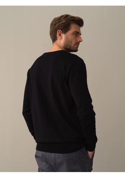Xint Siyah Regular Fit Açık V Yaka Pamuklu Kazak 801658