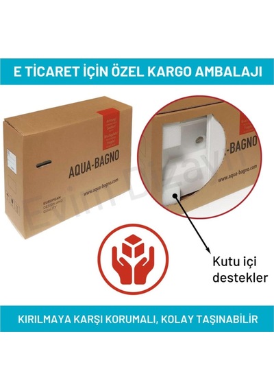 Aqua Bagno Plan Tezgah Üstü Kare Lavabo Beyaz 60 x 45 CM