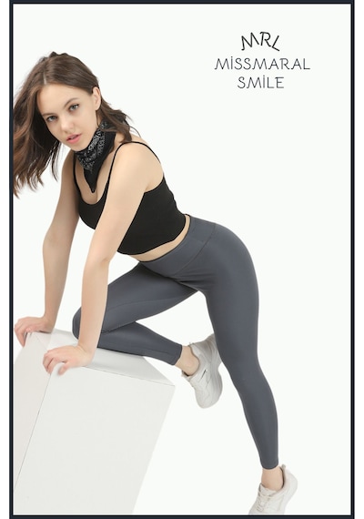 Missmaral Kadın Tayt Toparlayıcı Yüksek Bel Tam Boy Füme Antrasit Casual & Comfort 102101 Antrasit