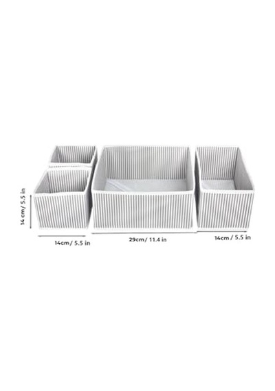 8 Li Çekmece Düzenleyici Organizer Dekoratif Sepet Hurç 8 Li Çekmece Çizgili Genel