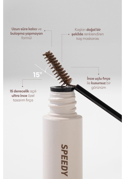 Özel Fırça Tasarımlı, Yoğun Pigmentli Kaş Maskarası Perıpera Speedy Skinny Brow Mascara 02 Darkbrown 02
