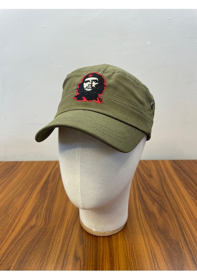 Castro Che Nakışlı Pamuklu Gabardin Kumaş Cap Şapka Haki