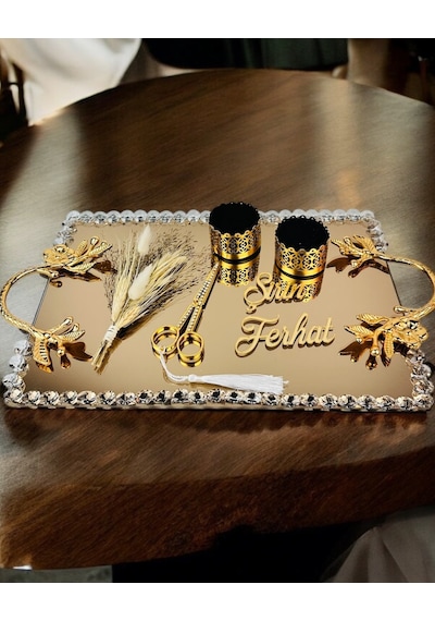 Amour Söz Nişan Tepsisi Gold Gold