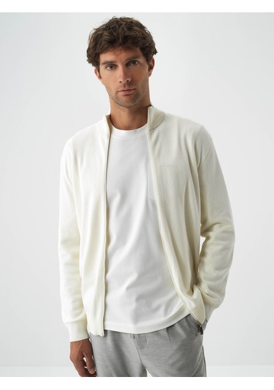 Xint Ekru Pamuk Dokulu Regular Fit Hırka 801870