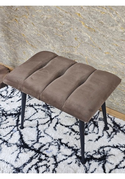Zafir Siyah Sivriltmel Ayaklı 60 Cm Puf Bench - Puf - Bench - Oturak - Mutfak Oturağı - Antre Oturağı Kahverengi