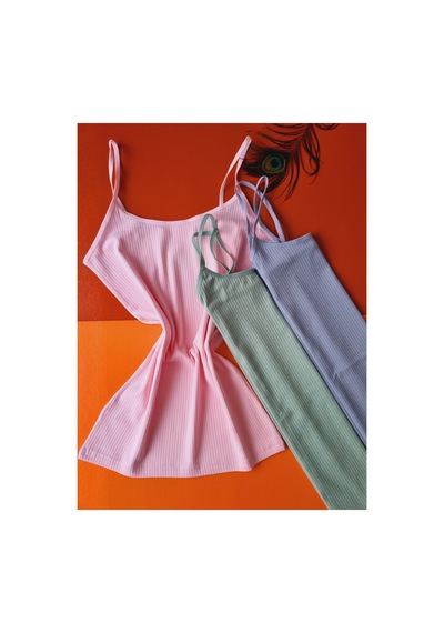 Demirsa Boutique Pamuklu Fitilli İp Askılı Çağla Yeşil, Pembe Ve Mavi Renk Ribana Kadın Atlet 3'lü Pembe-yeşil-mavi Demirsa Boutique Pamuklu Fitilli İp Askılı Çağla Yeşil, Pembe Ve Mavi Renk Ribana Kadın Atlet 3'lü Pembe-yeşil-mavi
