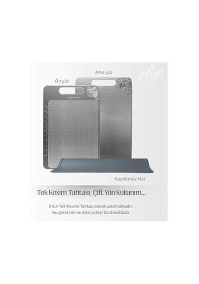 Tasarımlı 304 Paslanmaz Çelik Kesme Tahtası 3lü Set Saklama Kılıfı Kesme Tahtası Ve Silikon Kaydırmaz Mat 1 5 Diğer