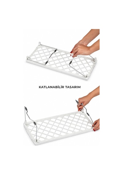 Katlanabilir Metal Ayaklı Mutfak Rafı Tezgah Üstü Tabak Bardak Düzenleyici Organizer Diğer