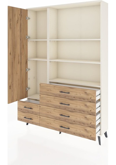 Arges Dolap 7 Raflı 6 Çekmeceli Tek Kapaklı 132x30x195 Aytaşı-çam/çam Atlas Çam/atlas Çam Arges Dolap 7 Raflı 6 Çekmeceli Tek Kapaklı 132x30x195 Aytaşı-çam/çam Atlas Çam/atlas Çam