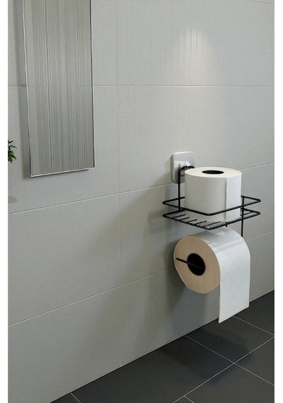 Yapışkanlı Tuvalet Wc, Stickerli Tuvalet Kağıtlığı Siyah Siyah