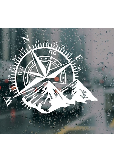 Pusula Ve Dağ Sticker - 4x4 Off Road Adventure Sticker - Araba Oto Motosiklet Karavan Sticker - 02112 60x47 Cm