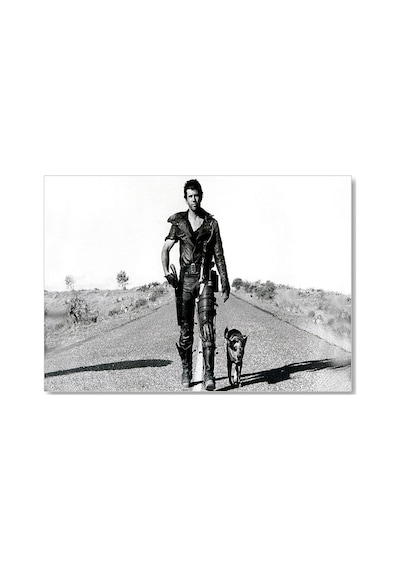 Cakasepetim Mad Max Ve Köpeği Siyah Beyaz Ahşap Mdf Tablo