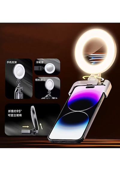 Şarjlı Aynalı Led Selfie Video Kamera Işığı Tripod Uyumlu Ve Mand