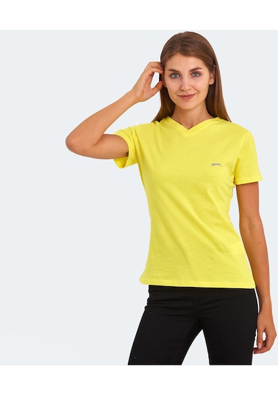 Slazenger KRISTEN I Kadın V Yaka Sarı Tişört