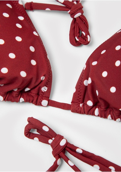 Mavi - Puantiye Desenli Kırmızı Bikini Üstü 1914095-70430