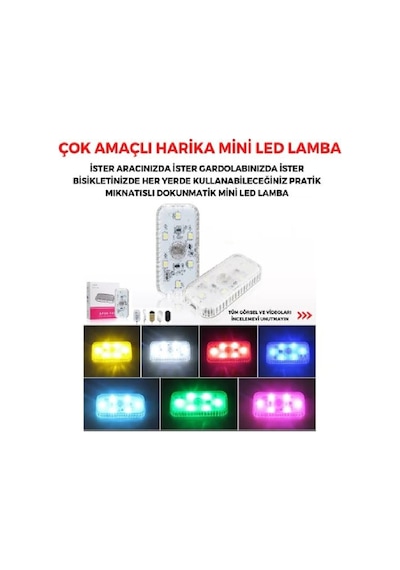 Ayak Altı Dokunmatik Sensörlü Mini Led Lamba Beyaz 9 Işık Renkli
