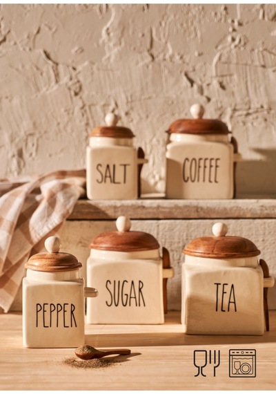 Bella Maison Koffi Seramik Kavanoz Krem 800 Ml Bej