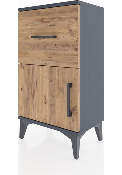 Arges Komodin Tek Raflı Tek Çekmeceli Tek Kapaklı 44x30x80 An... Antrasit