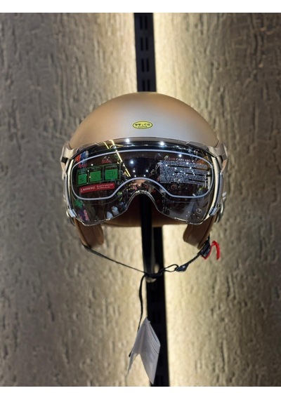 Aegis Retro Açik Kask Enjoy Life Bej Motosiklet Kaskı