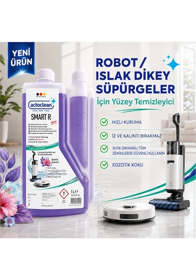 Actoclean Smart R Robot & Islak Dikey Süpürgeler İçin Egzotik Kokulu Konsantre Yüzey Temizleyici Tekli