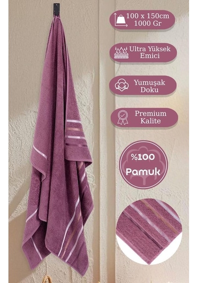 Banyo Havlusu Tekli Pamuk Bale Mürdüm