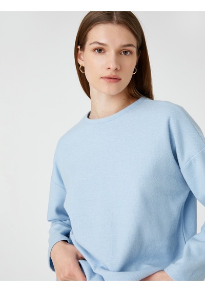Koton Relax Fit Sweatshirt Uzun Kollu Mavi 3sak30009ek Mavi