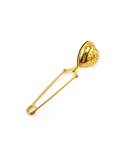 Kalp Tasarımlı Gold Paslanmaz Çelik Çay Süzgeci