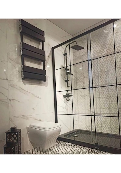 Makedonya Siyah Mix Banyo Duş Bataryası Robot Yağmurlama Duş Seti 2 İn 1 Set Siyah