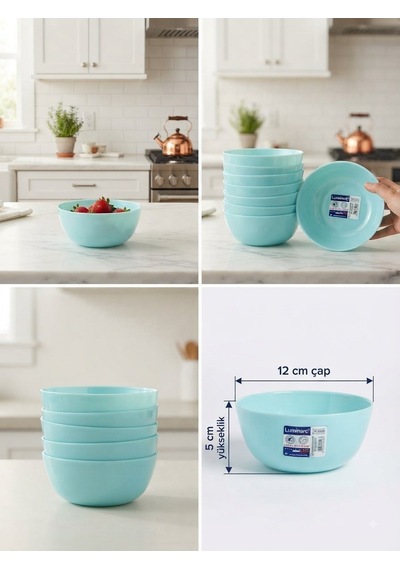Cam Dıwalı Turkuaz 6 Lı Çorba Kase -12 Cm