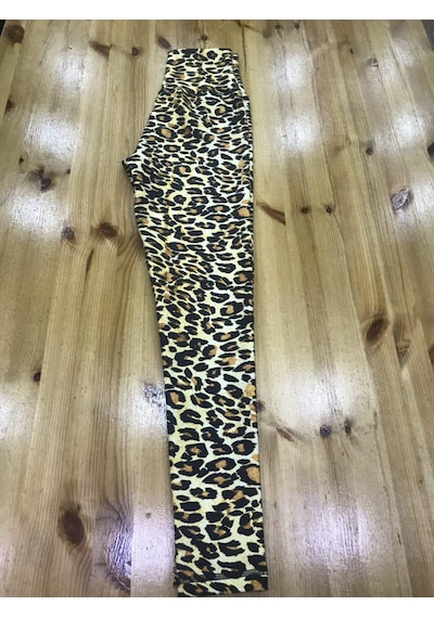 Lismina Leopar Desen Ekstra Yüksek Bel Toparlayıcı Spor Tayt Sarı - Siyah