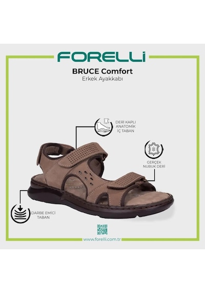 Forelli Bruce Oropedik Cırtlı Nubuk Deri Erkek Sandalet Kum