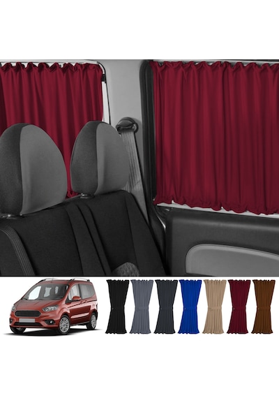 Pandami Ford Tourneo Courier 2014+ Uyumlu Bordo Raylı Oto Perde Takımı