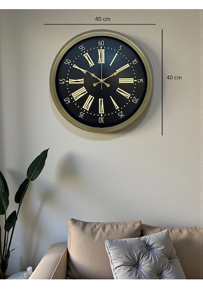 40 Cm Metal Antik Roma Eskitme Duvar Saati Çok Renkli
