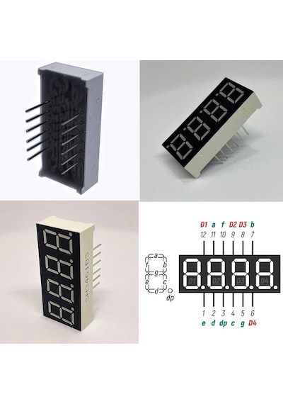 9.2mm 4lü 7 Segment Display Ekran Kırmızı Ortak Anot