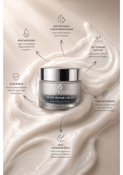 Lifting Etkili Night Repair Cream Gece Onarım Kremi Yoğun Nemlendirici