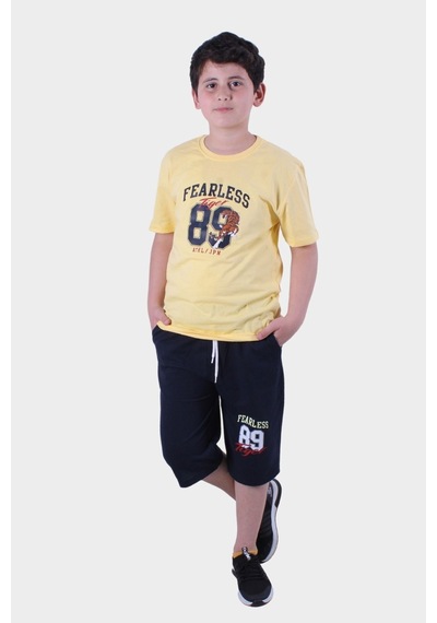 Panios Kids Erkek Çocuk Tişört-kapri Baskılı Alt-üst Takım Gri Melanj