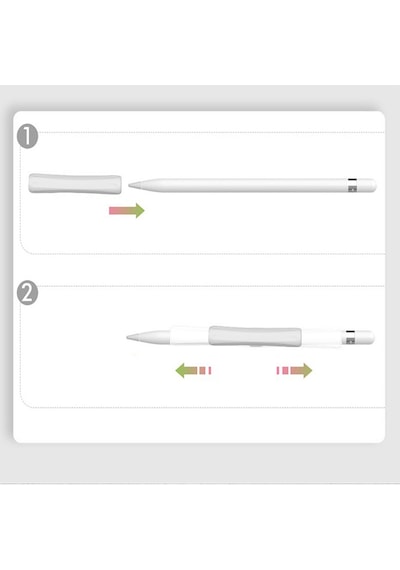 Apple Pencil 1-2 Nesil Pro Usb-c Uyumlu Soft Yumuşak Silikon Kalem Tutucu Ve 8'li Kalem Ucu Koruyucu Beyaz