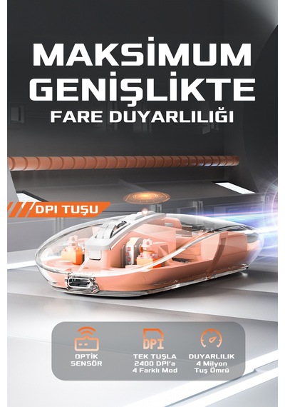 Sessiz Kablosuz Wireless Magic Mouse, Dpi 2400, Şarj Edilebilir, 2.4ghz+bt 5.0, Diğer